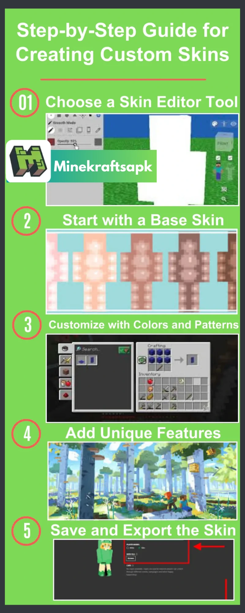 step by step guide to creating custom skins in Minecraft MOD APK